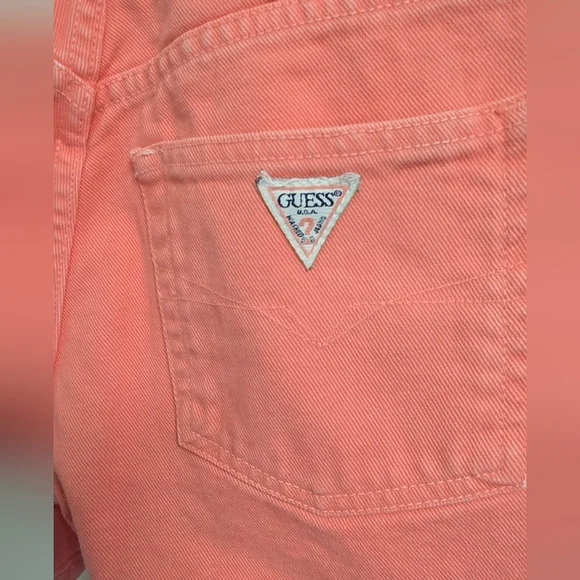 🖤 Guess Pink High-Waisted Jean Shorts Retro Style - Picture 5 of 7